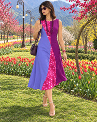 KRISSY COLORS OF CELEBRATION HAND WOVEN COTTON PATCHWORK DRESS