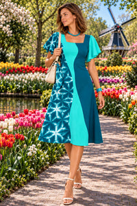 KRISTIANNE COLORS OF CELEBRATION HAND WOVEN COTTON PATCHWORK DRESS