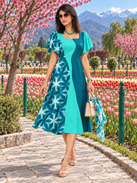 KRISTIANNE COLORS OF CELEBRATION HAND WOVEN COTTON PATCHWORK DRESS