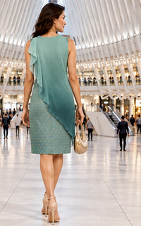 MARILOU COLORS OF CELEBRATION BROCADE DRESS