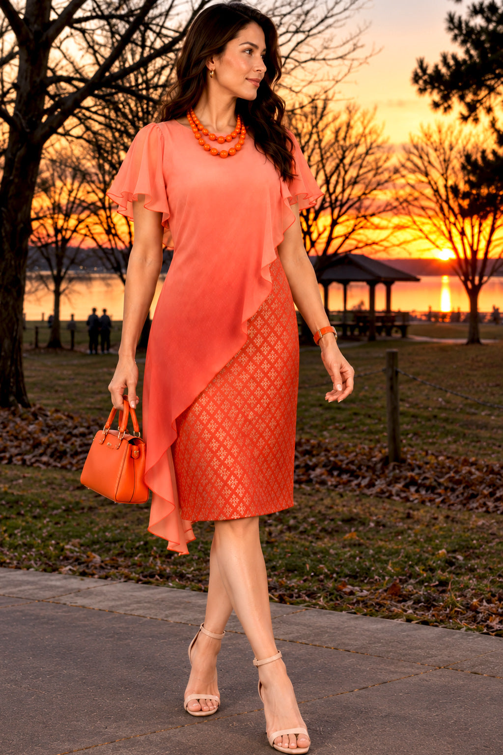 MARTINA COLORS OF CELEBRATION BROCADE DRESS