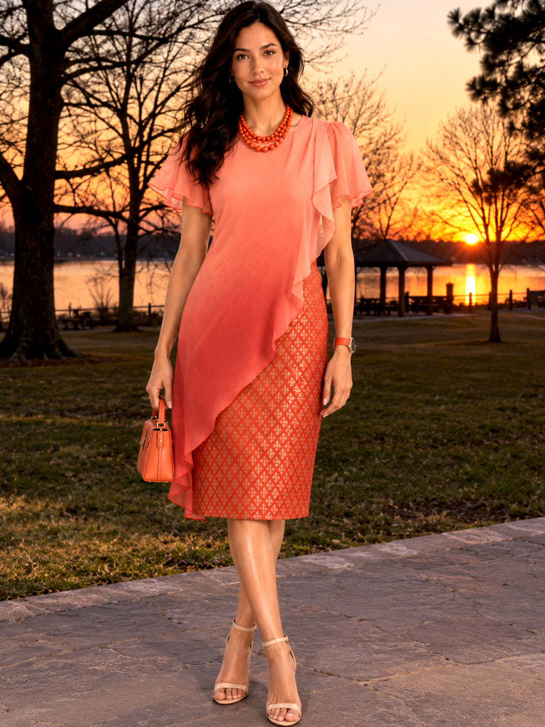 MARTINA COLORS OF CELEBRATION BROCADE DRESS