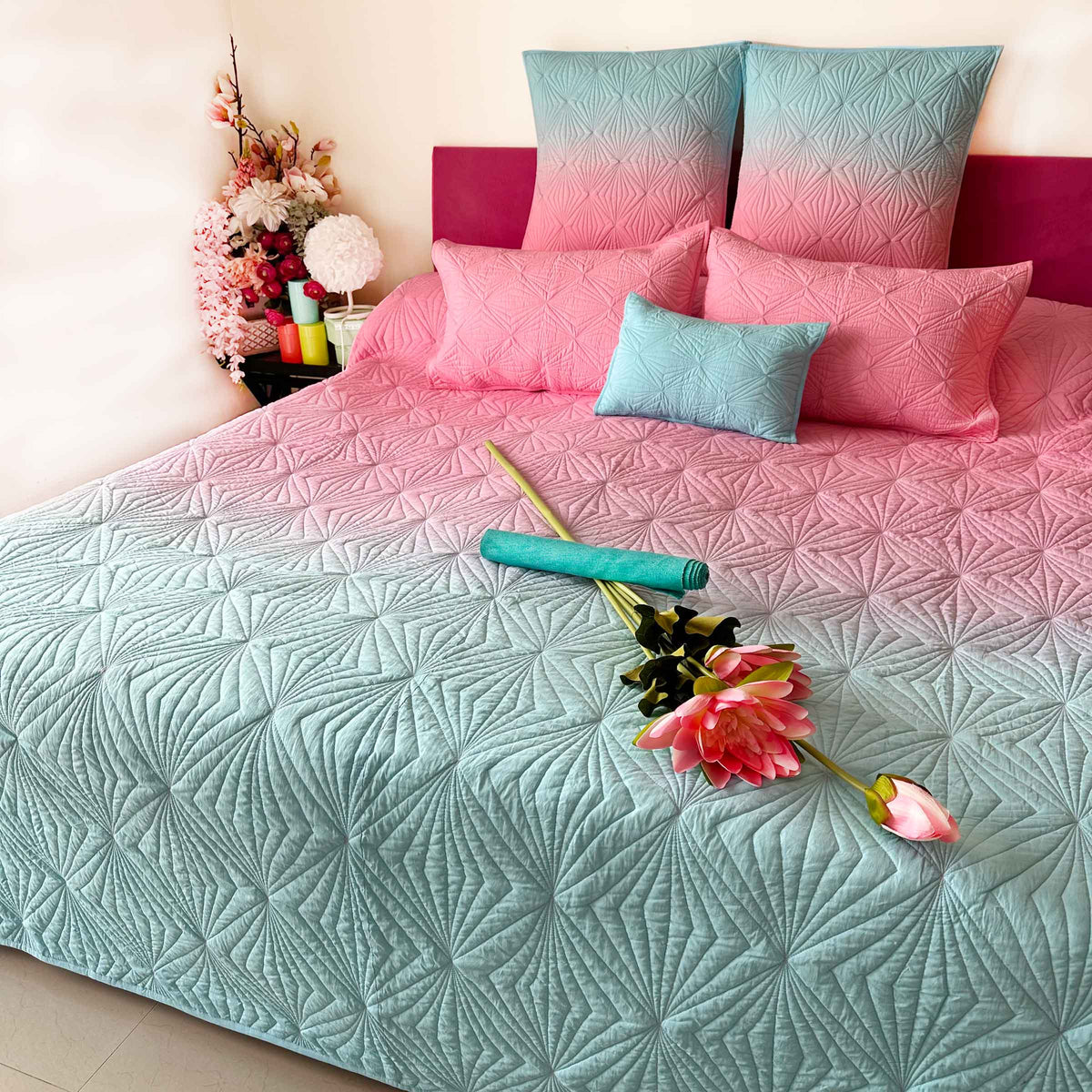 SEAN NORTHERN LIGHTS OMBRE QUILTED BEDCOVER SET