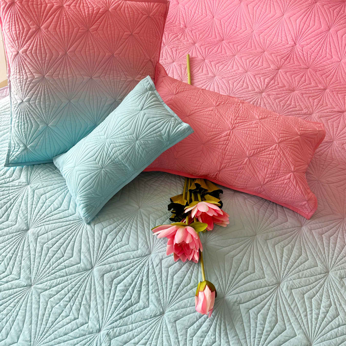 SEAN NORTHERN LIGHTS OMBRE QUILTED BEDCOVER SET