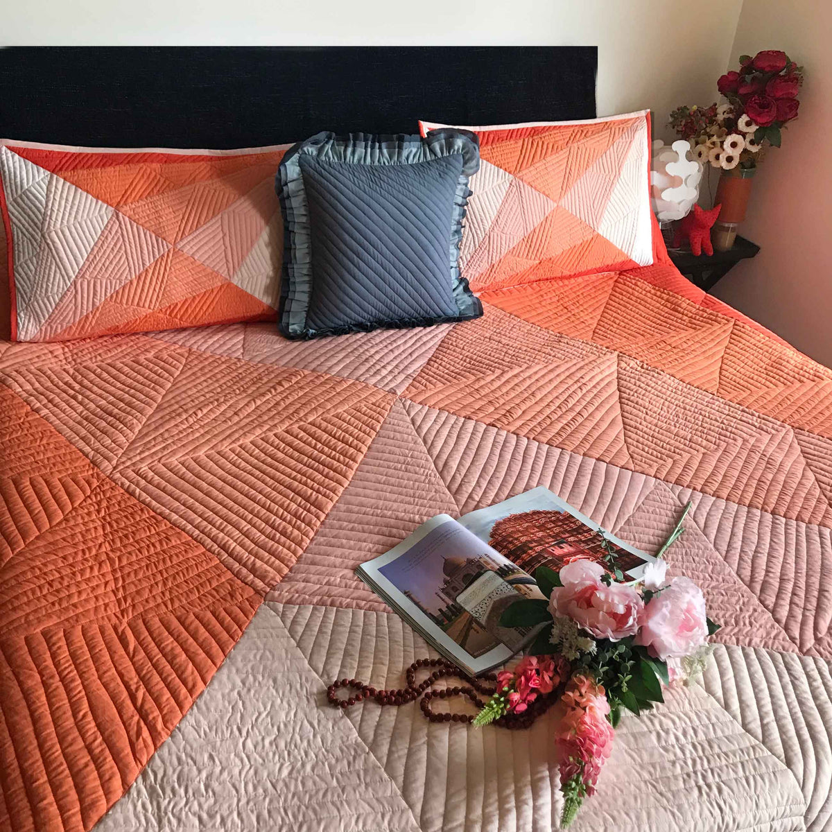 KEIRA COPENHAGEN MELANGE PATCHWORK QUILTED BEDCOVER SET