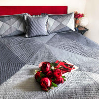 KATHLEEN COPENHAGEN MELANGE PATCHWORK QUILTED BEDCOVER SET