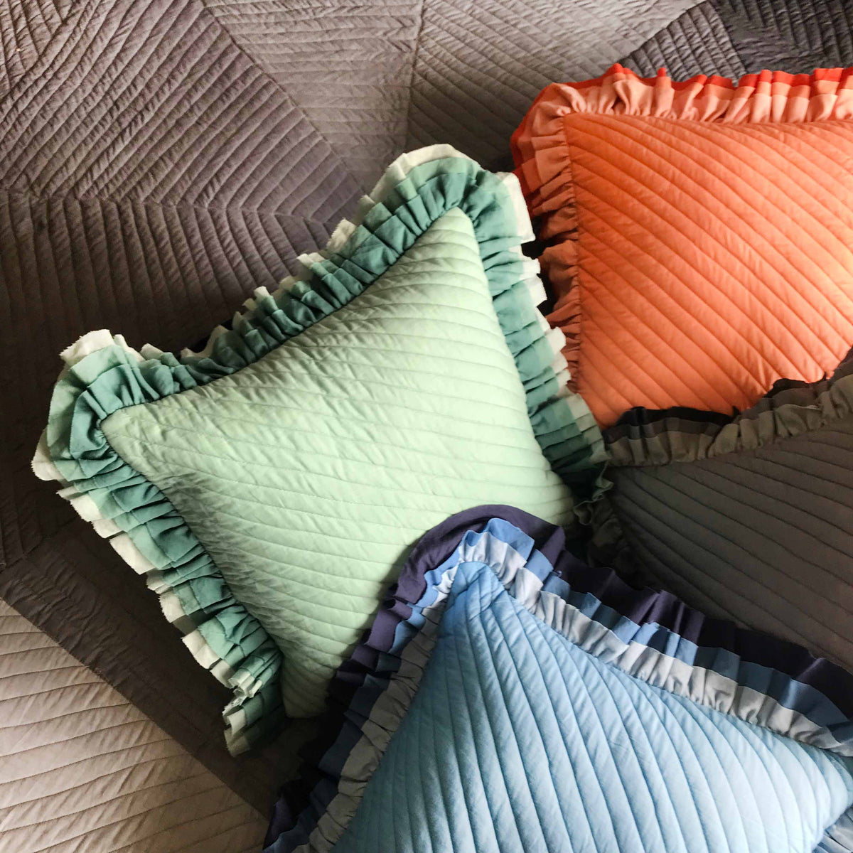 KAREN COPENHAGEN MELANGE PATCHWORK QUILTED BEDCOVER SET