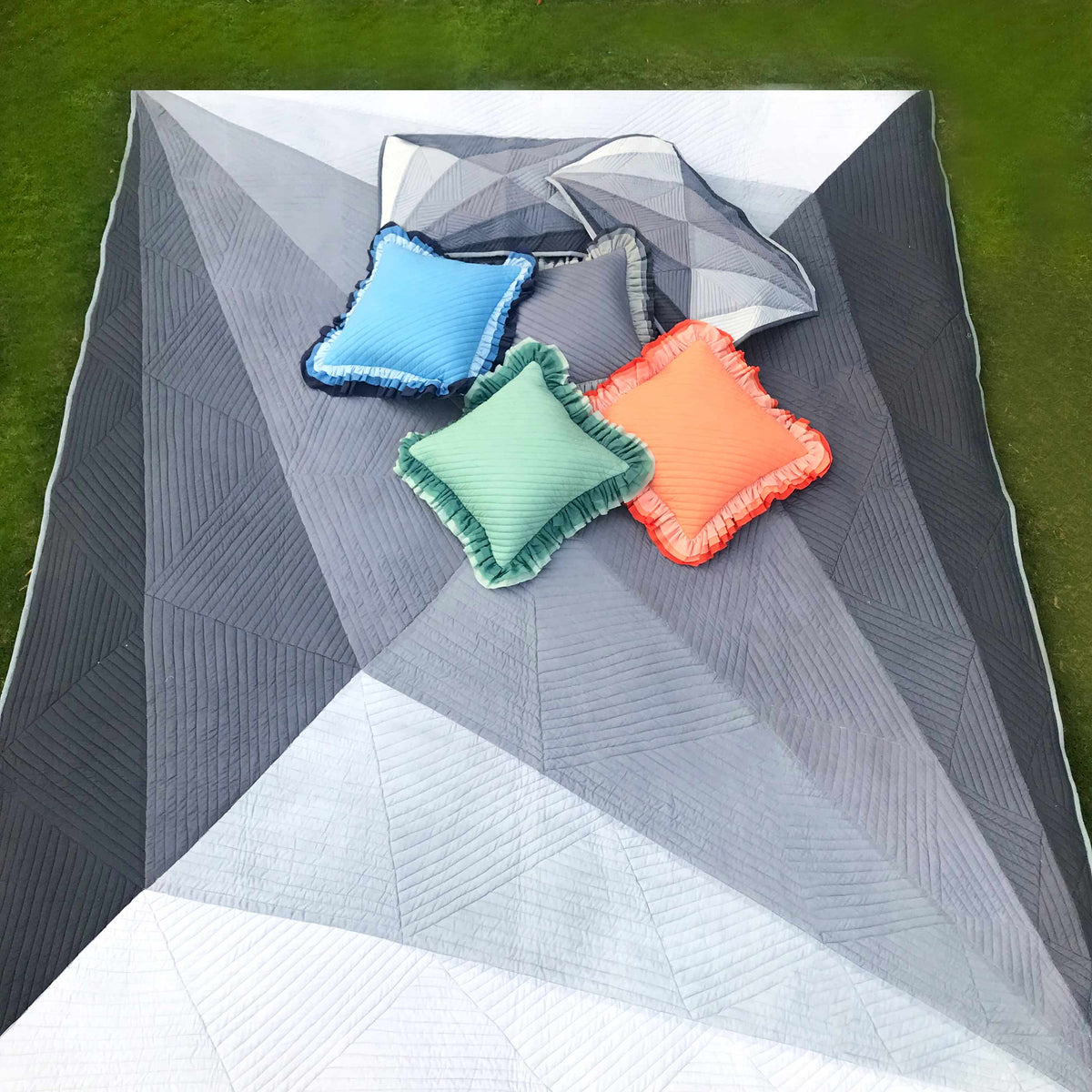 KAREN COPENHAGEN MELANGE PATCHWORK QUILTED BEDCOVER SET