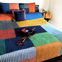 KINSLEY COPENHAGEN MELANGE PATCHWORK QUILTED BEDCOVER SET
