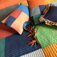 KINSLEY COPENHAGEN MELANGE PATCHWORK QUILTED BEDCOVER SET