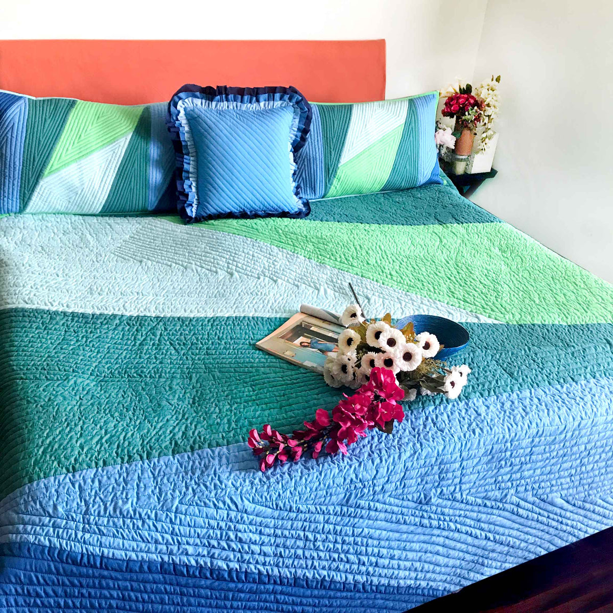 KARLA COPENHAGEN MELANGE PATCHWORK QUILTED BEDCOVER SET