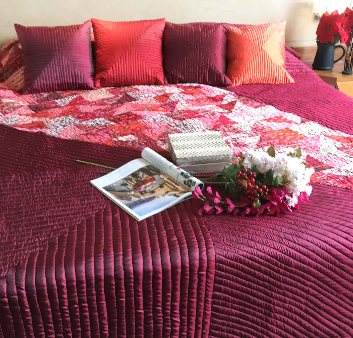 VANYA LOVE ALWAYS PATOLA SILK QUILTED BEDCOVER SET