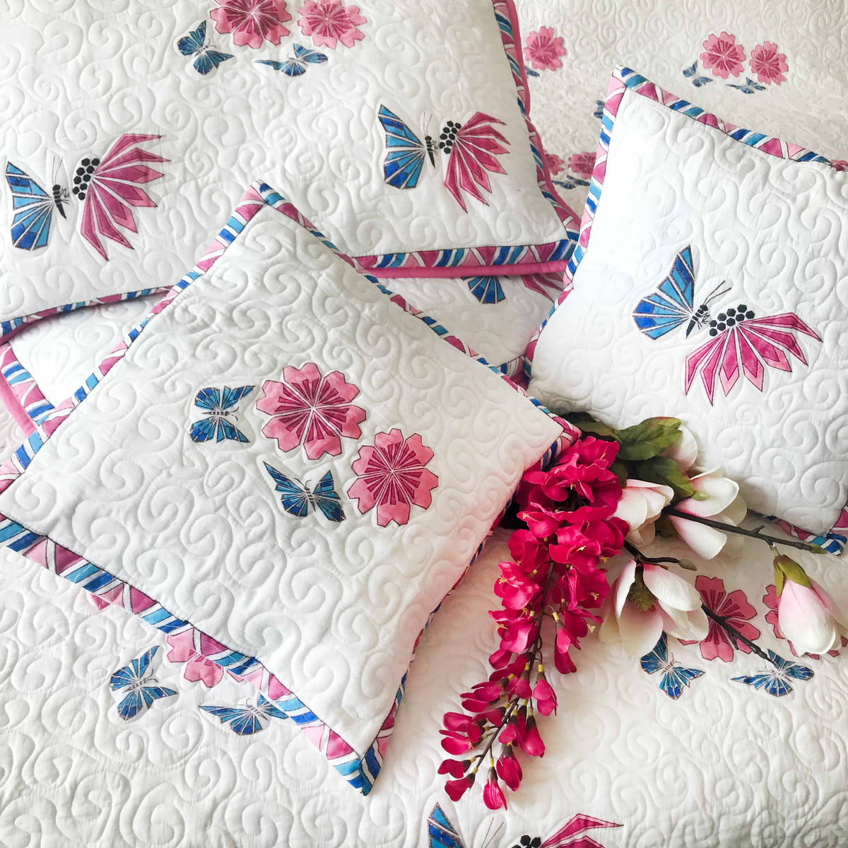 PRISCILLA PARISIAN PANACHE CARNATION PINK 6 PIECE QUILTED BEDCOVER SET
