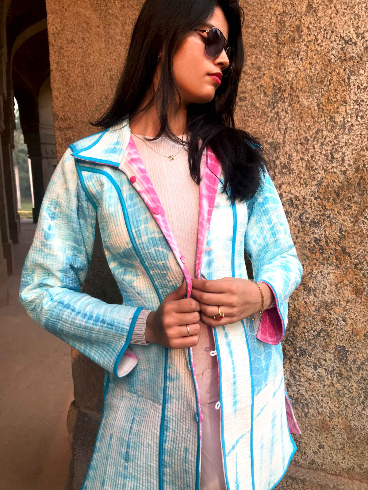 HILDA KYOTO SHIBORI QUILTED LONG JACKET