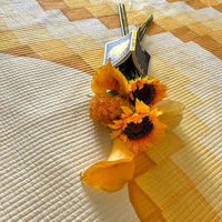 RUBEN CALIFORNIAN SUNSET YELLOW PATCHWORK QUILTED BEDCOVER SET