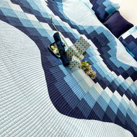 RAYMOND MALDIVIAN BLUE PATCHWORK QUILTED BEDCOVER SET