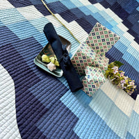 RAYMOND MALDIVIAN BLUE PATCHWORK QUILTED BEDCOVER SET