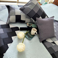 RYAN SWISS ALPS GRAY PATCHWORK QUILTED BEDCOVER SET
