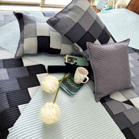RYAN SWISS ALPS GRAY PATCHWORK QUILTED BEDCOVER SET