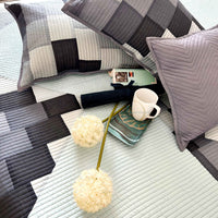 RYAN SWISS ALPS GRAY PATCHWORK QUILTED BEDCOVER SET