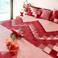 ROBBIE ROCKY MOUNTAIN BURGUNDY PATCHWORK QUILTED BEDCOVER SET