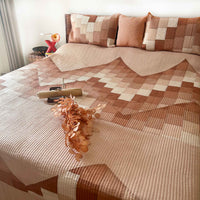 RUSSELL HINDUKUSH RANGE BEIGE PATCHWORK QUILTED BEDCOVER SET