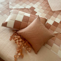 RUSSELL HINDUKUSH RANGE BEIGE PATCHWORK QUILTED BEDCOVER SET