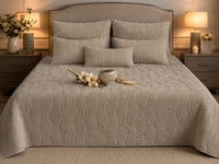 HAZLEY MEDITERRANEAN SERENITY WARM PEBBLE QUILTED 6 PIECE BEDCOVER SET