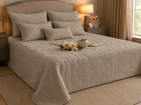 HAZLEY MEDITERRANEAN SERENITY WARM PEBBLE QUILTED 6 PIECE BEDCOVER SET