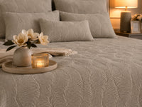 HAZLEY MEDITERRANEAN SERENITY WARM PEBBLE QUILTED 6 PIECE BEDCOVER SET