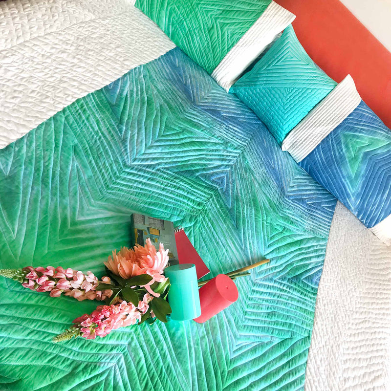 VENUS  LOVE ALWAYS SHIBORI SHABANG QUILTED BEDCOVER SET