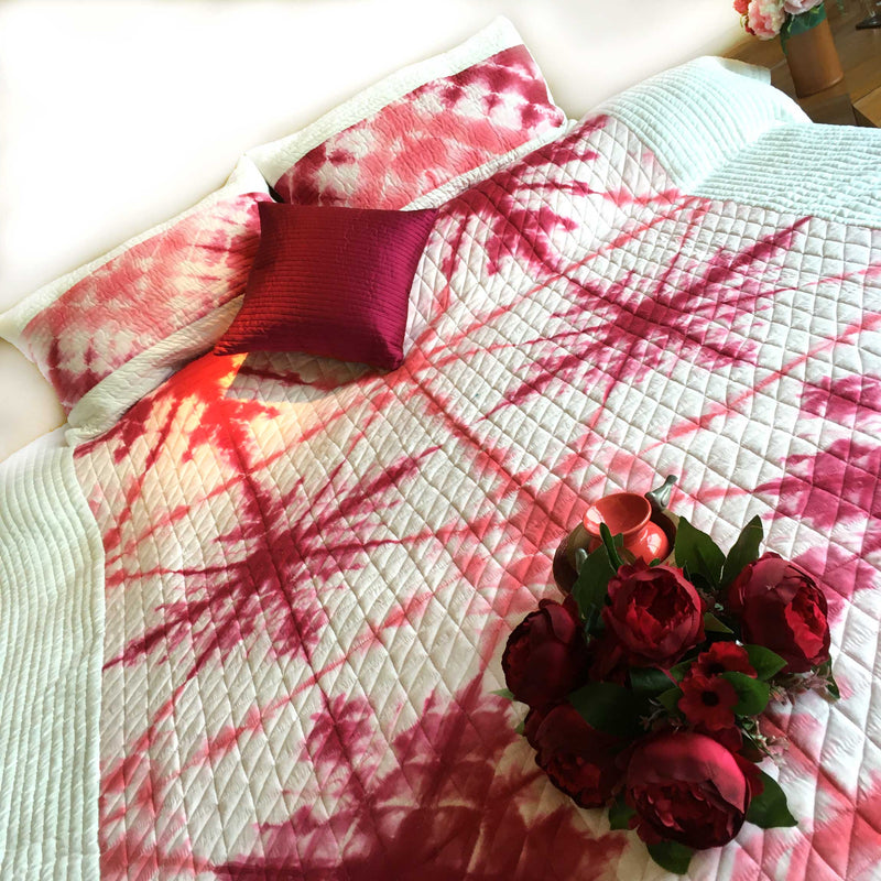 VIVIEN  LOVE ALWAYS SHIBORI SHABANG QUILTED BEDCOVER SET