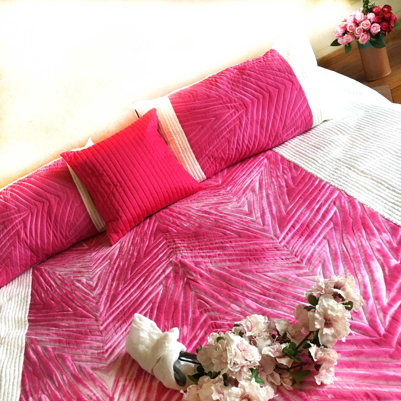 VIERA  LOVE ALWAYS SHIBORI SHABANG QUILTED BEDCOVER SET
