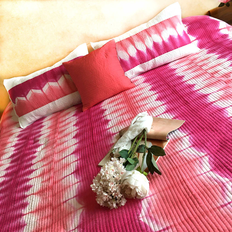 VERONICA  LOVE ALWAYS SHIBORI SHABANG QUILTED BEDCOVER SET