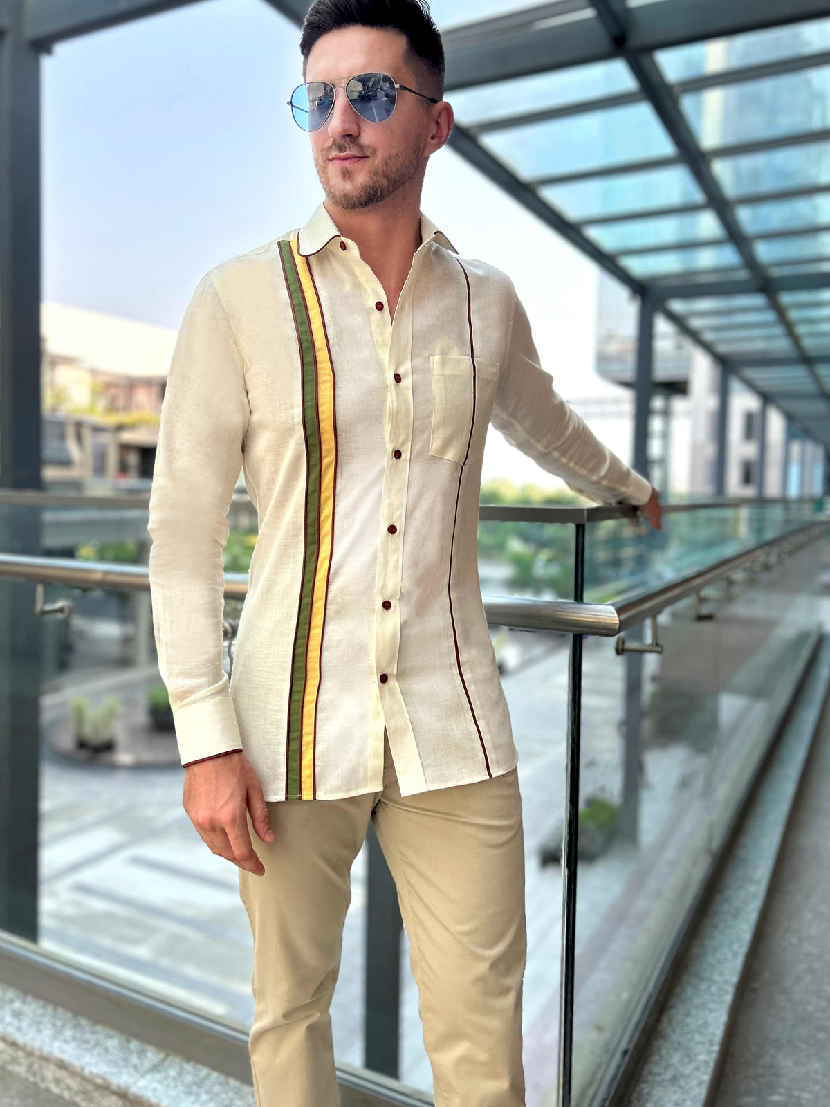 MICKEY AMALFI WONDERS HAND WOVEN COTTON PATCHWORK SHIRT