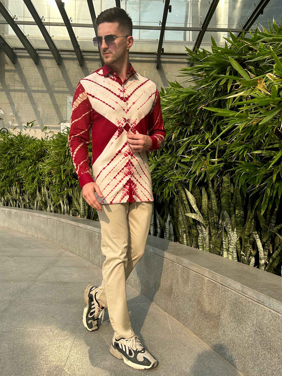 MONTY AMALFI WONDERS HAND WOVEN COTTON SHIBORI PATCHWORK SHIRT