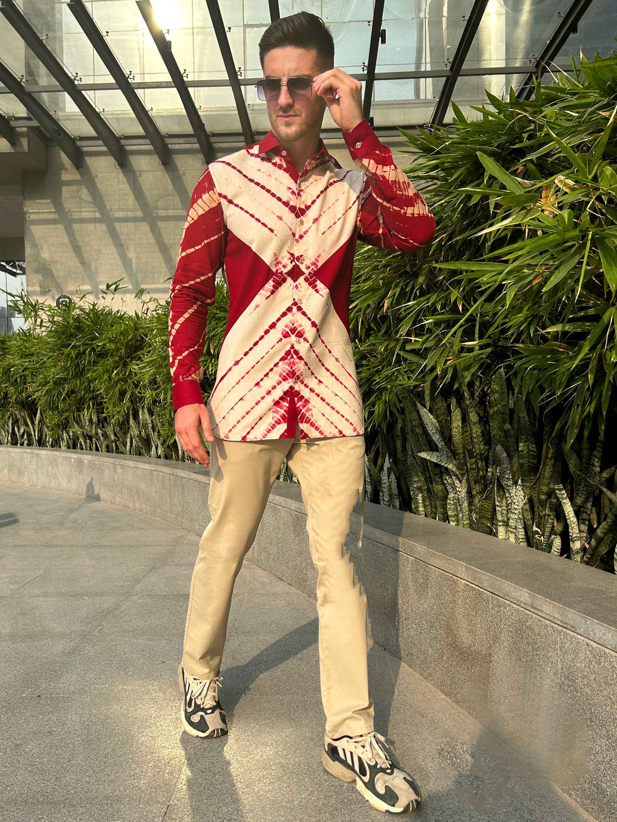 MONTY AMALFI WONDERS HAND WOVEN COTTON SHIBORI PATCHWORK SHIRT