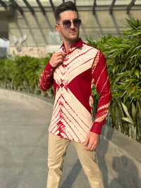 MONTY AMALFI WONDERS HAND WOVEN COTTON SHIBORI PATCHWORK SHIRT