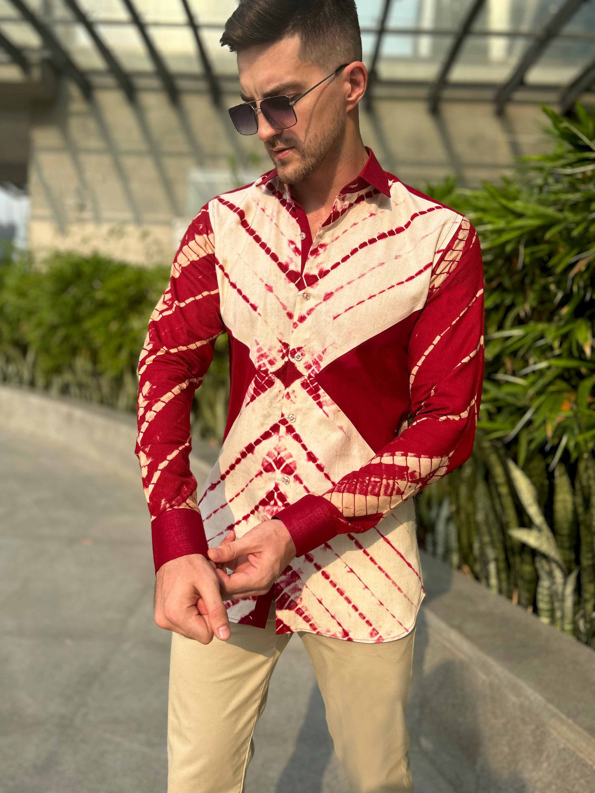 MONTY AMALFI WONDERS HAND WOVEN COTTON SHIBORI PATCHWORK SHIRT