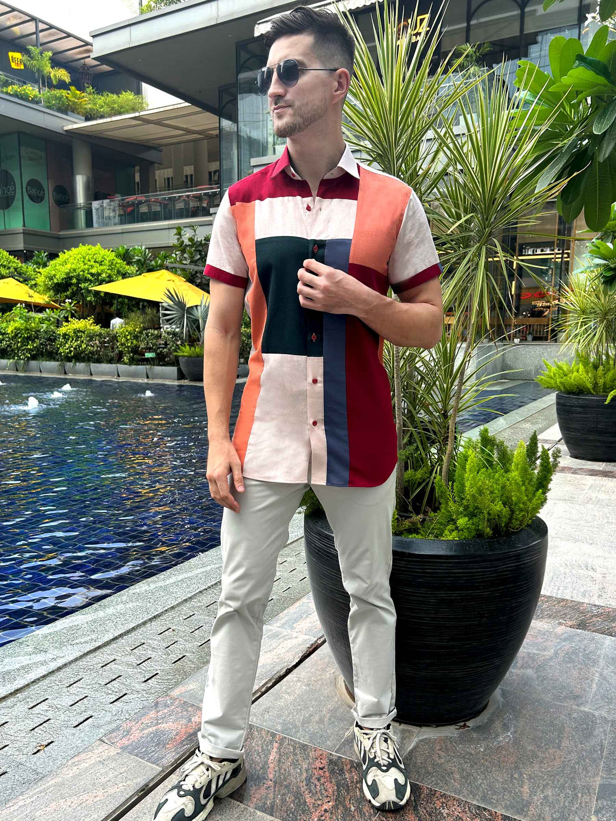 MITCHELL AMALFI WONDERS HAND WOVEN COTTON PATCHWORK SHIRT