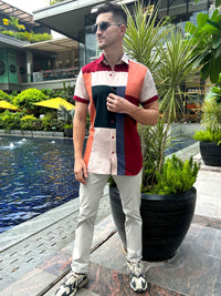 MITCHELL AMALFI WONDERS HAND WOVEN COTTON PATCHWORK SHIRT