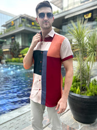 MITCHELL AMALFI WONDERS HAND WOVEN COTTON PATCHWORK SHIRT