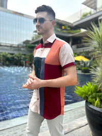 MITCHELL AMALFI WONDERS HAND WOVEN COTTON PATCHWORK SHIRT