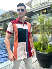 MITCHELL AMALFI WONDERS HAND WOVEN COTTON PATCHWORK SHIRT