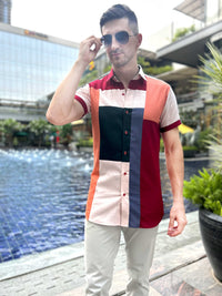 MITCHELL AMALFI WONDERS HAND WOVEN COTTON PATCHWORK SHIRT