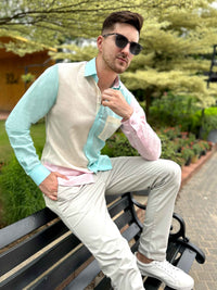 MCALLISTER AMALFI WONDERS HAND WOVEN COTTON PATCHWORK SHIRT