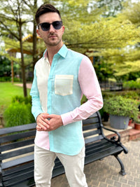 MCALLISTER AMALFI WONDERS HAND WOVEN COTTON PATCHWORK SHIRT