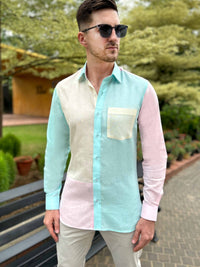 MCALLISTER AMALFI WONDERS HAND WOVEN COTTON PATCHWORK SHIRT