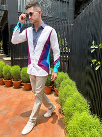 MCCLAIN AMALFI WONDERS HAND WOVEN COTTON PATCHWORK SHIRT