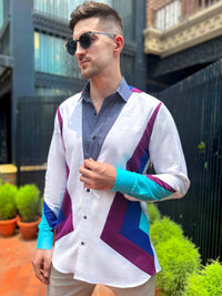 MCCLAIN AMALFI WONDERS HAND WOVEN COTTON PATCHWORK SHIRT